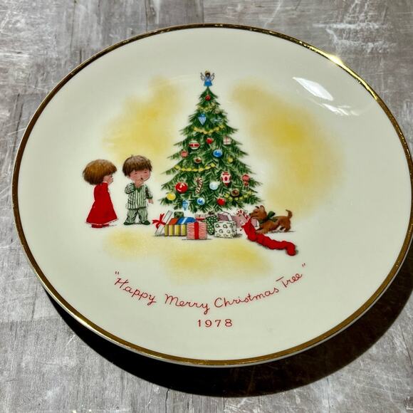 1978 Gotham Moppets Happy Merry Christmas Tree plate - Picture 1 of 7